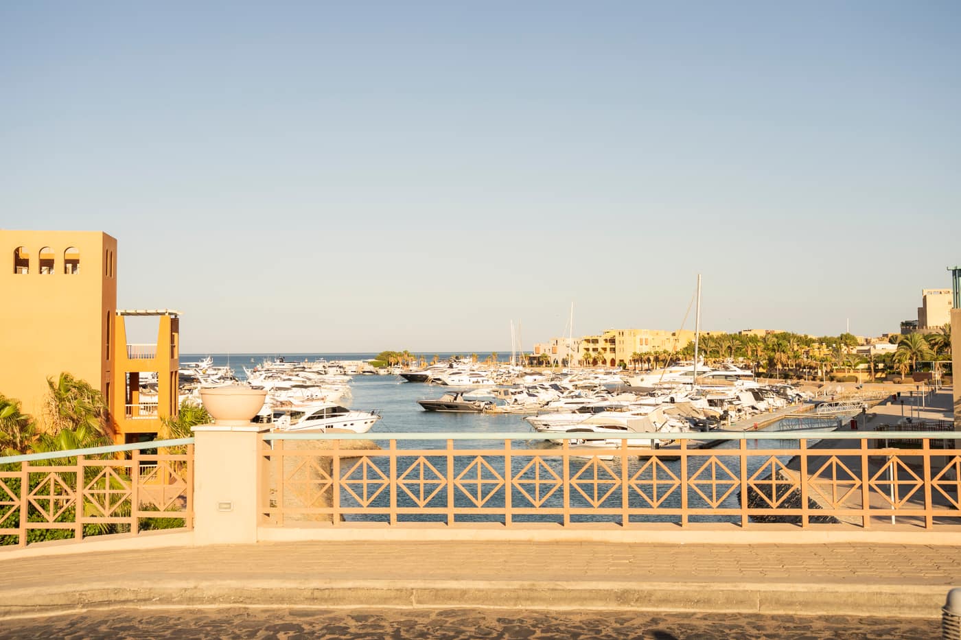 View over the Abu Tig marina from a balcony in El Gouna