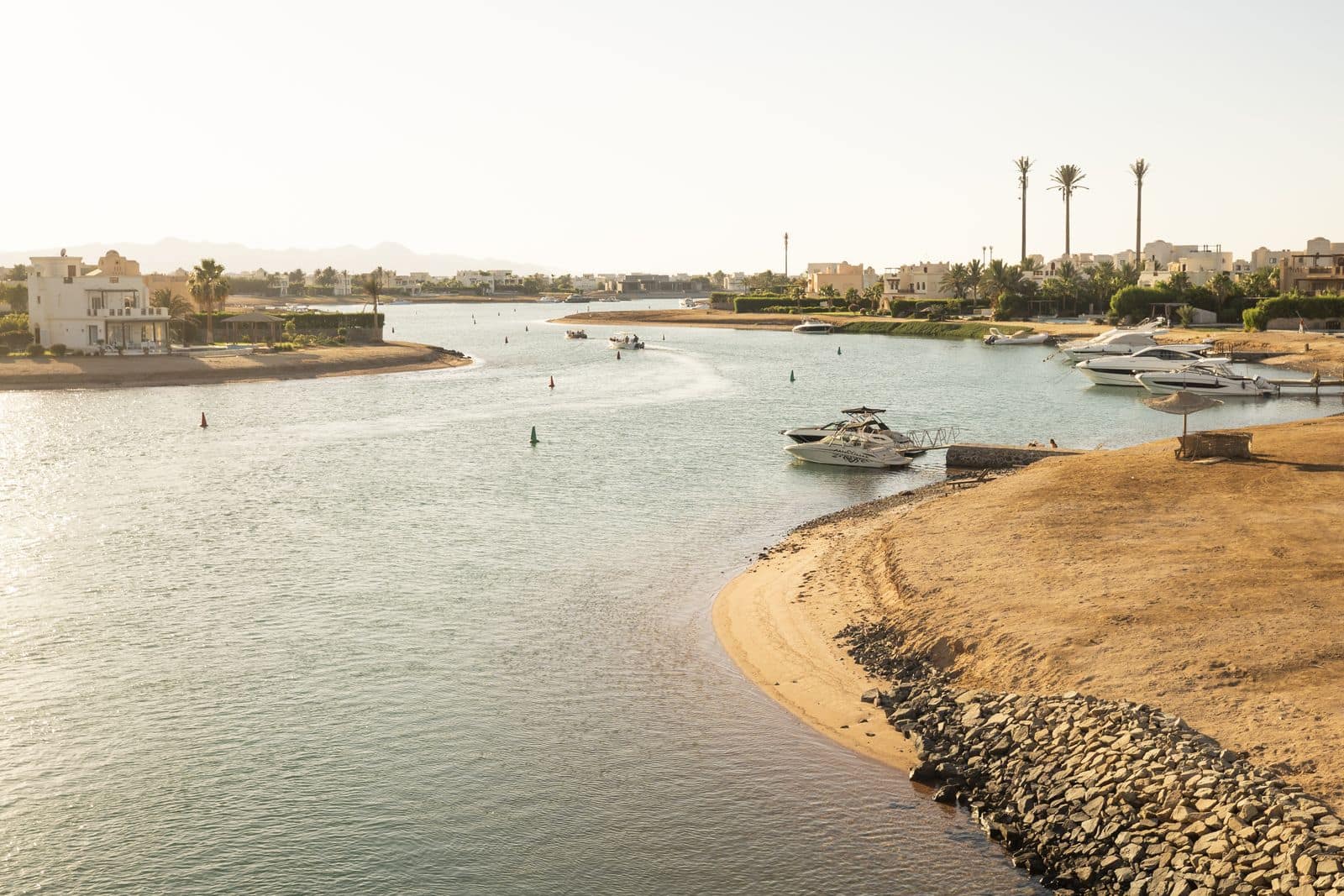 Lagoon in El Gouna at golden hour